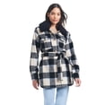 thumbnail image 2 of Sam & Libby Ladies Long Sleeve Faux Wool Plaid Shacket, 2 of 6