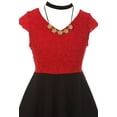 thumbnail image 2 of Little Girls Elegant Cap Sleeve Floral Lace Top Neckband Easter Party Flower Girl Dress Red 2 (2J1K0S7), 2 of 4
