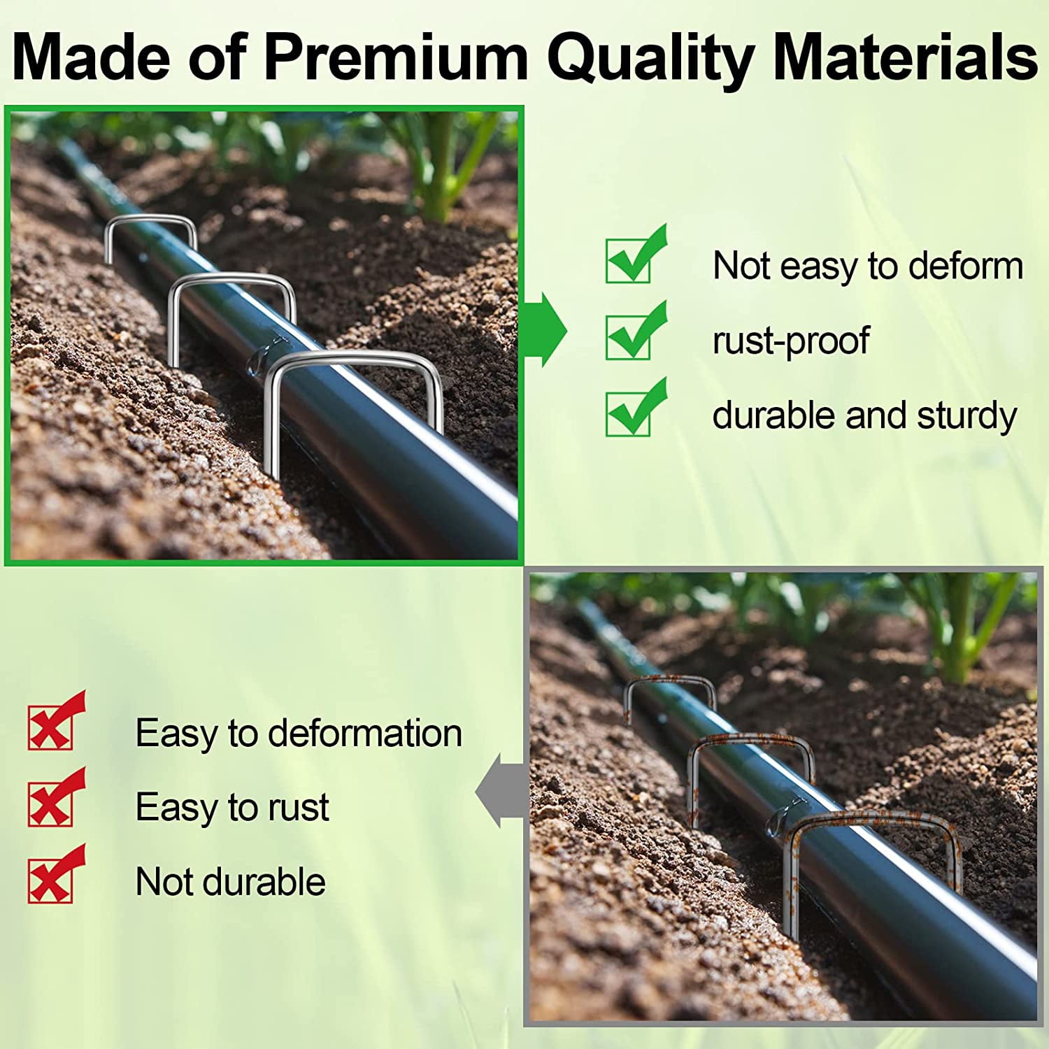 100 Pack Garden Stakes, U-Shaped Tent Stakes, Galvanized Landscape Staples, Ground Stakes, for Landscaping Securing Weed Barrier Fabric, Irrigation Tubing, Holding Fence, Tarpaulin