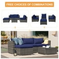 thumbnail image 2 of JOIVI 6 Pieces Patio Furniture Set with 45” Gas Fire Pit Table, Wicker Outdoor Rattan Sectional Sofa Furniture Conversation Set with 50,000 BTU Patio Propane Fire Pit and Coffee Table, Navy Blue, 2 of 10