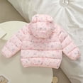thumbnail image 5 of Wilark Toddler Girls Winter Warm Puffer Jackets with Pockets Long SLeeve Hooded Bunny Floral Print Casual Cute Relaxed Fit Lightweight Coats Pink 1-5, 5 of 9