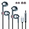 thumbnail image 1 of Auriculares Con Cable Usb-C Con Micrófono, Control De Volumen, Cancelación De Ruido, Compatibles Con Teléfonos Samsung Galaxy S24 S23 S22 Iphone De 15 Píxeles (Paquete De 2), Color Gris, 1 of 5