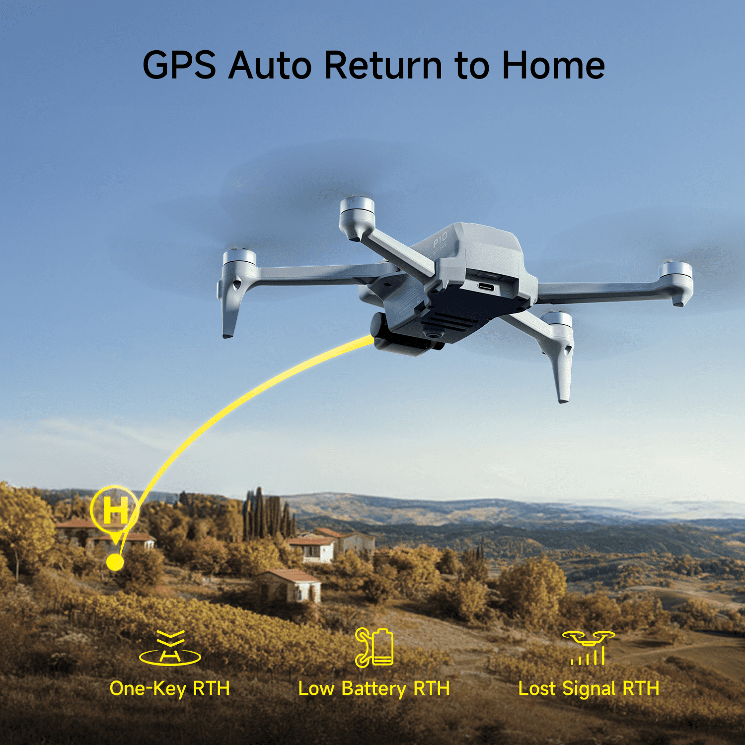 Snaptain P10 GPS Drone with 4K Camera, Foldable Brushless Motor Drone for Beginners with Smart Shooting Modes, 50 Min Flight