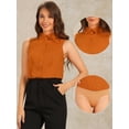 thumbnail image 2 of DARING DIVA Sleeveless Collared Button Down Bodysuit Top XS Orange, 2 of 6