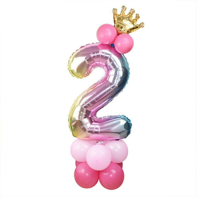 Globos de aluminio con forma de dígito de oro rosa de 32 pulgadas, 1, 2, 3, 4, 5, 6, 7, 8 y 9, para decoración de bodas, cumpleaños, baby showers, fiestas, globos de aire, número 2 en oro rosa.