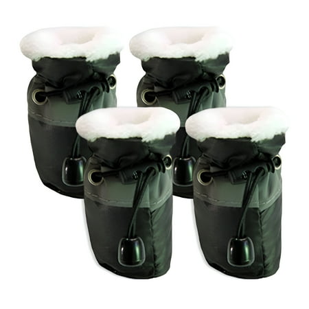TELOLY 4Pcs Dog Shoes Safe Design Dog Boots Outdoor Adventures Dog Winter Boots Black 3.5*2.5cm