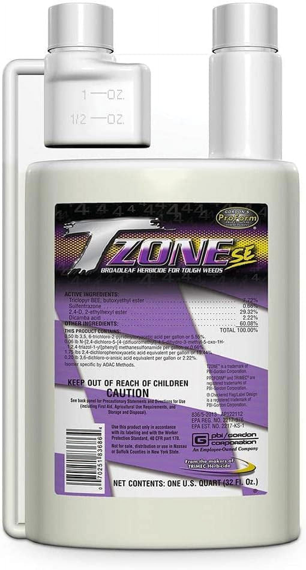 PBI-Gordon TZone SE Broadleaf Herbicide, 32 fl oz Bottle, Weed and