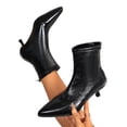 thumbnail image 5 of SAWOBUUN Womens Pointed Toe Ankle Boots Stiletto Heel Faux Leather Back Zipper Stretchy Slip On Comfortable Dress Boots, 5 of 9
