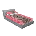 thumbnail image 2 of Ambesonne Mandala Fitted Sheet & Pillow Sham Set, Retro Bohemian Ombre, Twin, Hot Pink and Brown, 2 of 2