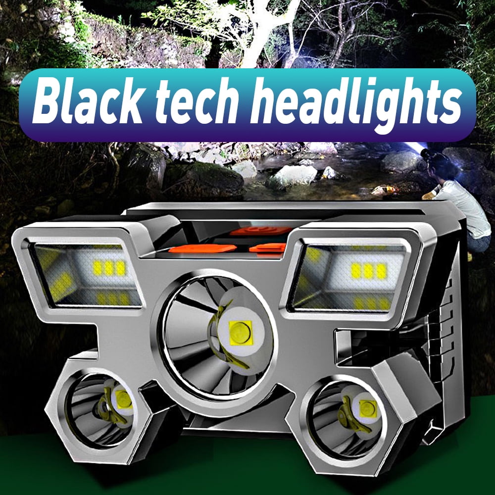 5PACK 5 LED Beads Headlamps,Waterproof Led Headlamp Rechargeable,Super Bright 4 Modes 12h Long Lasting Battery Life Led Headlamp Flashlight for Camping,USB Cable Included,Gold