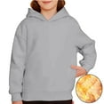 thumbnail image 4 of SonxaHe Big Boys Girls Hoodie Lined Long Sleeve Solid Warm Outerwear Fall Winter Unisex Hoodies Gray,Sized 13-14, 4 of 8