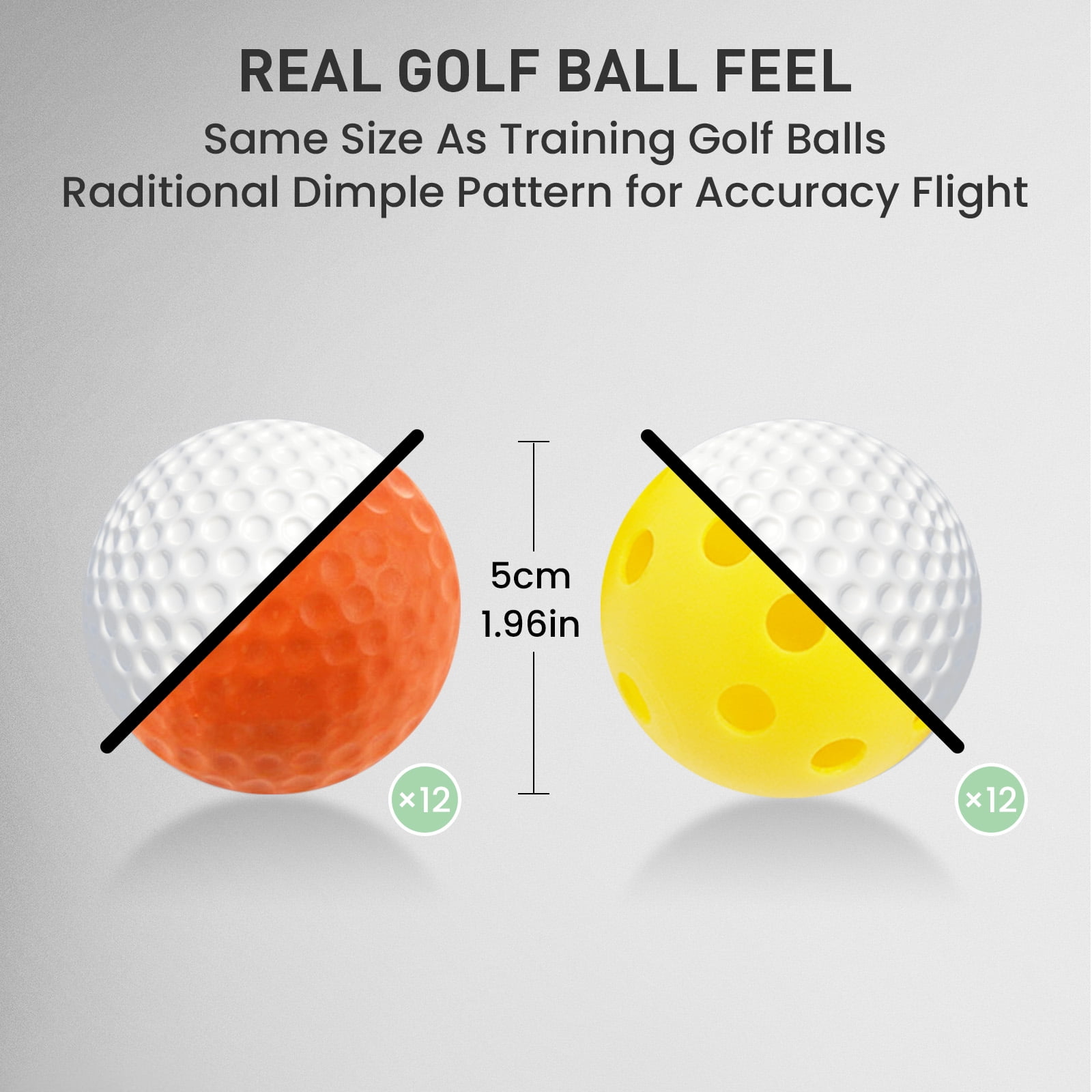 FINGER TEN Golf Practice Balls with Bucket Value 50 Pack, Soft Foam with Limited Flight for Safe Practice