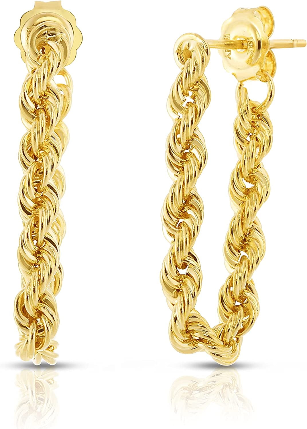 New 9ct Yellow Gold Long Rope Link Chain Drop Earrings