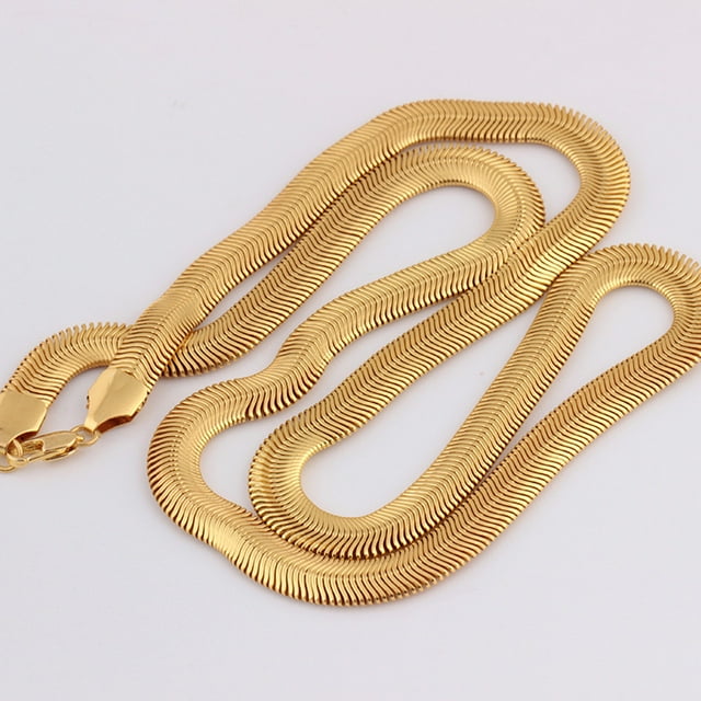 Cadena de oro de 18 quilates, collar de 25 pulgadas, 8 mm, para mujer y hombre, collares y colgantes de color amarillo hueso