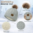 thumbnail image 5 of KOITHOT 5 Pcs Winter Beanie Hat Long Knit Plaid Scarf Touchscreen Gloves Wool Socks Set with Gift Box for Women Men Light Gray, 5 of 7