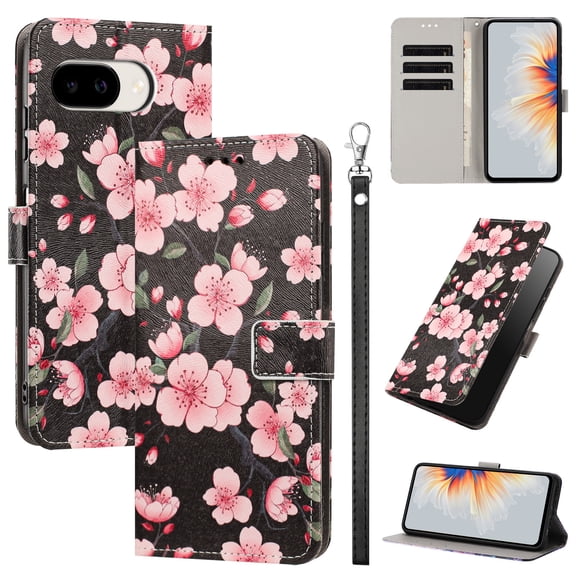 PU Leather Wallet Case for Google Pixel 10a with Pattern Design, Built in Kickstand Card Slots Wrist Strap Drop Protective Phone Cover for Google Pixel 10a, G