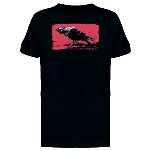 Black Raven In Grunge Art Tee Men's -Image by Shutterstock