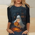 thumbnail image 2 of Jinhomg Halloween T-Shirts for Women 3/4 Sleeve Funny Witch Graphic Tee Shirts Loose Fit Crewneck Daily Shirt Thanksgiving Tops Ladies Holiday Party Gifts Multicolor,XL, 2 of 6