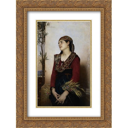 Jules Joseph Lefebvre 2x Matted 18x24 Gold Ornate Framed Art Print 'Mediterranean Beauty'
