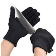 thumbnail image 1 of Guantes de trabajo resistentes a cortes a prueba de cuchillos, guantes de trabajo de seguridad de cota de malla negros, guantes protectores de corte de Kevlar, protección de nivel 5 de alto rendimie, 1 of 5