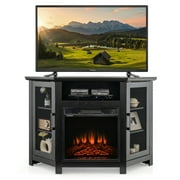 Costway Corner Fireplace TV Stand w/ 18" Electric Fireplace for TVs up to 50" Black