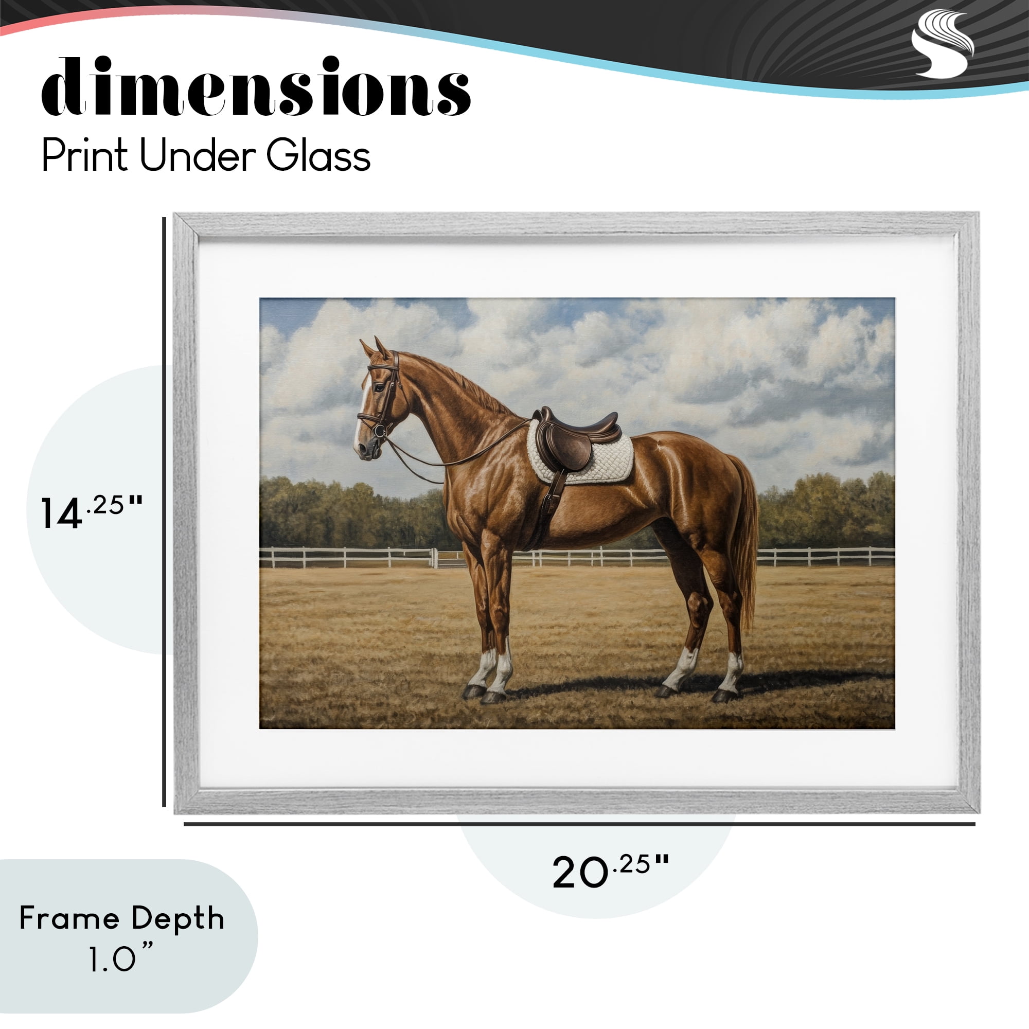 Stupell Industries Saddled Up Chestnut Horse Gray Framed Print Under Glass, design by Petal Prints Design