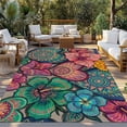 thumbnail image 2 of Colorful Abstract Floral Outdoor Rug for Patio/Deck/Porch, Non-Slip Large Area Rug 5 x 8 Ft, Farmhouse Vintage Flowers Boho Indoor Outdoor Rugs Washable Area Rugs, Camping Rug Carpet Runner, 2 of 8