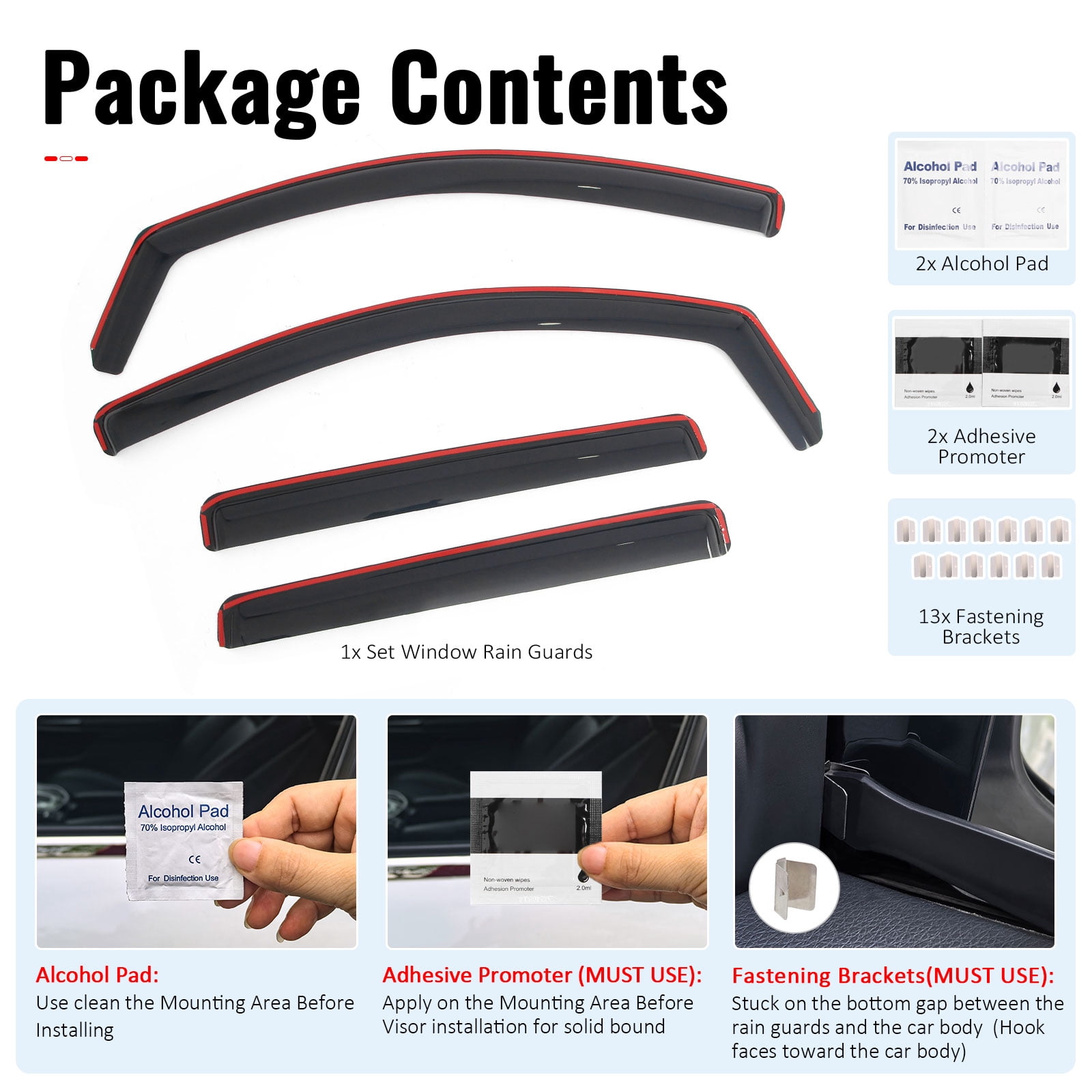 Ikon Motorsports In-Channel Window Visors Sun Shades Vent Rain Guards Deflectors for 2023-2026 Chevy Colorado & GMC Canyon Crew Cab Smoke/Tinted 4PCS