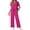 Rose Red, variant on Fantaslook Two Piece Lounge Sets for Women Vacation Travel Outfits Dressy Casual V Neck Short Sleeve Tops Wide Leg Pants Fashion Outfits
