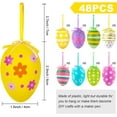 thumbnail image 3 of HeaCare Easter Hanging Eggs, 48Pcs Multicolored Plastic Easter Egg Hanging Tree Ornament, Decorative Hand Painted Eggs DIY Crafts with Various Style Stripes Dots Flowers, 3 of 11
