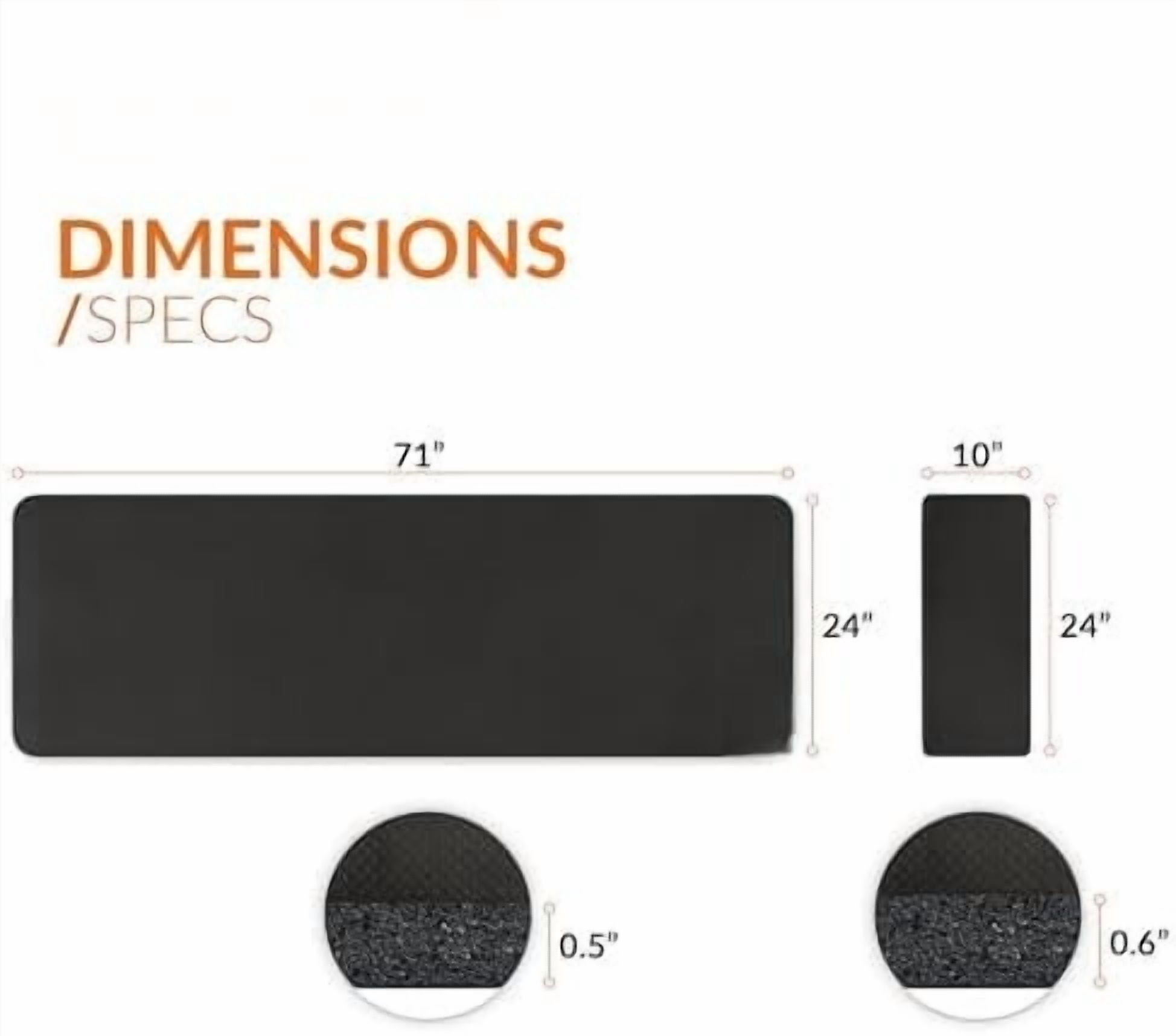 1/2-Inch High Density Exercise Yoga Mat with Strap | Multiple Options Black,Yoga Mat w/Knee Pad