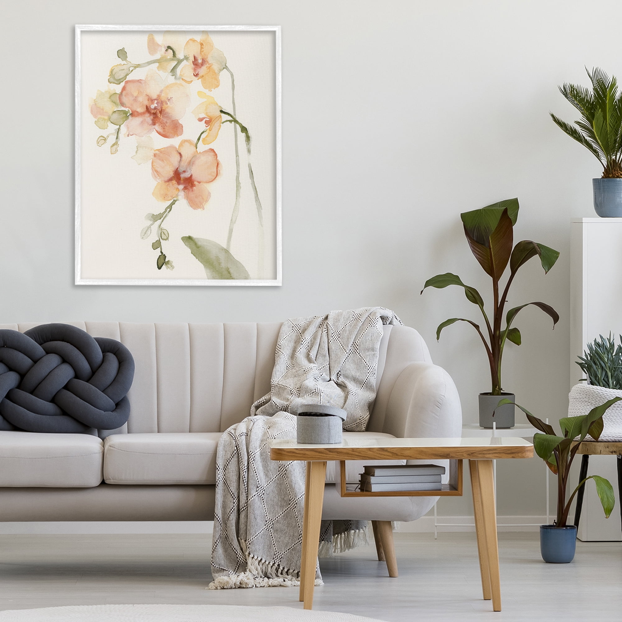 Stupell Industries Peach Orchid in Bloom White Framed Giclee Art, design by Victoria Barnes