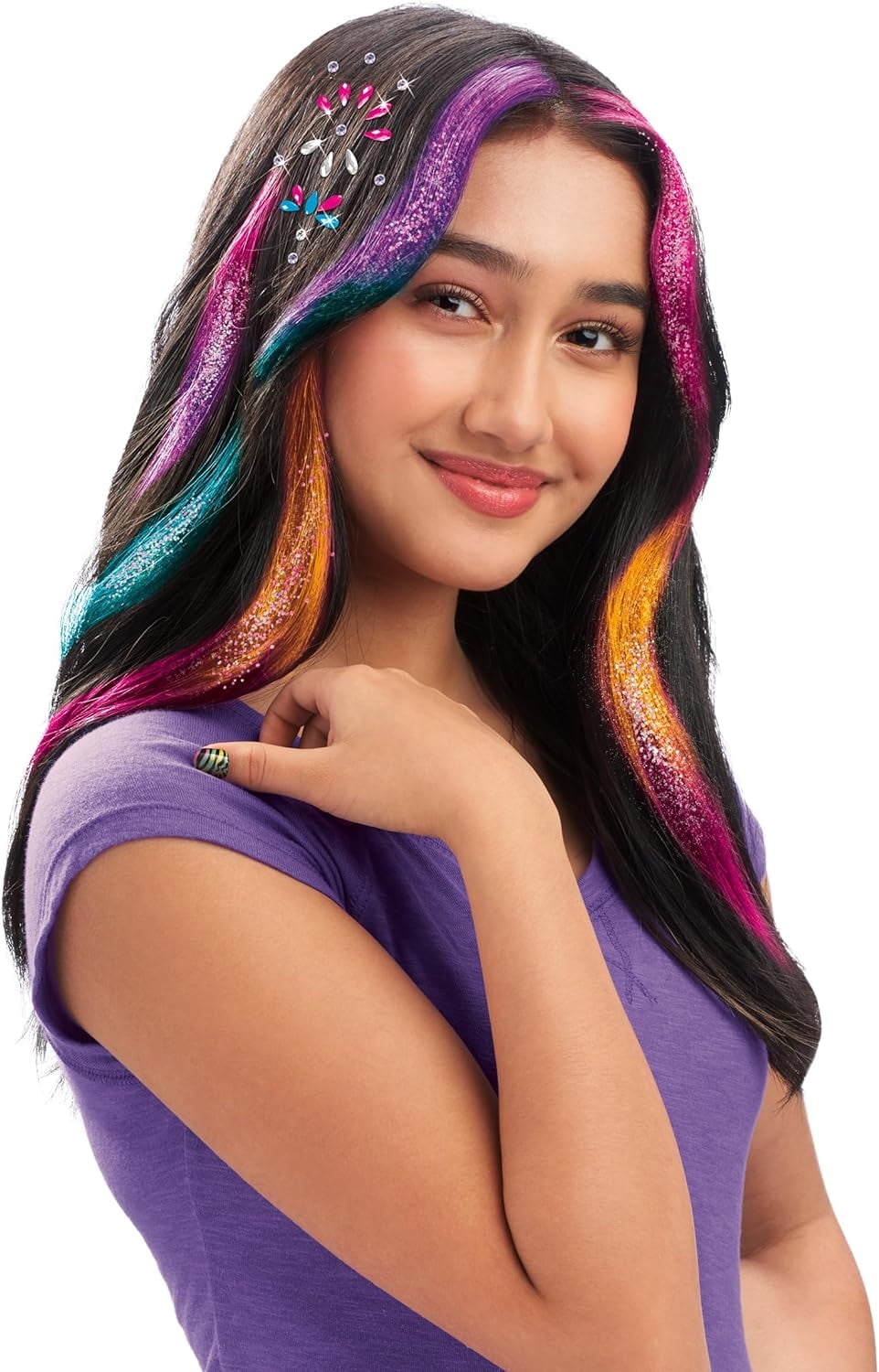 Shimmer N Sparkle Colour Fx Hair Extensions Studio Clip In, Washable Hair Extensions For Kids W
