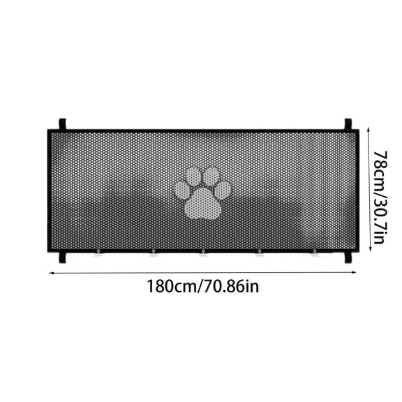 Pet Gate Pet Gate with Paw Print Design No Drill Pressure Mount 70.86x30.7 Inch Dog Gate Cat Gate Pet Barrier Fence forDoorways Stairs Indoor Pet Safety Gate Pvc Mesh Gate Dog Gate