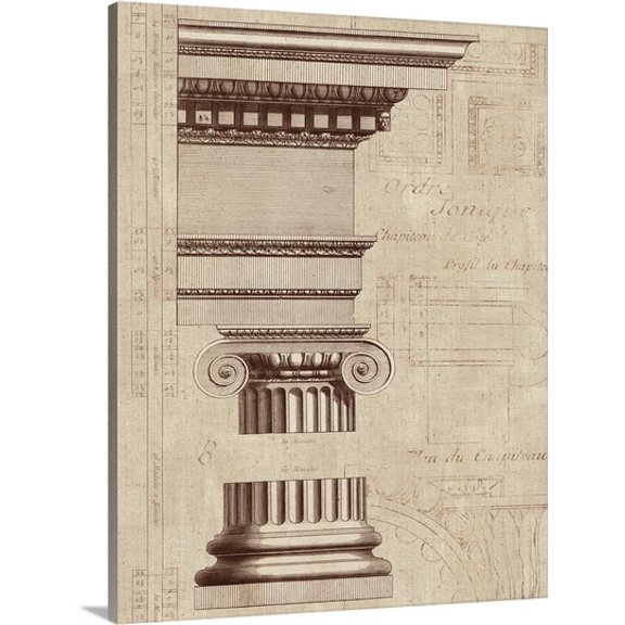Great BIG Canvas Premium Thick-Wrap Canvas entitled Architectural Rendering II Burlap Sepia