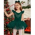 thumbnail image 2 of Oudiya Girls Ruffle Sleeve Shiny Ballet Leotard Tutu Dance Dresses for Ballerina Kids 3-11Y, 2 of 8