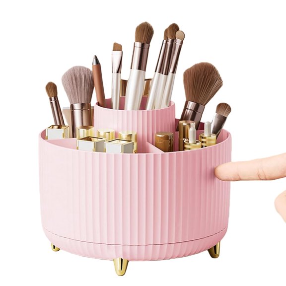 Makeup Brush Holder Organizer,BAKIBO 360° Rotating Makeup Brush Organizer,5 Slot Make up Brushes Cup for Cosmetics, Nail Polish, Art Supply, Bathroom Vanity Desktop Organizer