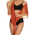 thumbnail image 4 of Baberdicy Sheer Chiffon Bikini Cover-Up - Beach Sarong with Tie-Waist, Swimwear Wrap Skirt, Orange One Size, 4 of 5