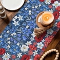 thumbnail image 3 of 4th of July Floral Table Runner 72 Inches, Blue Red Poppy Patriotic Rustic Bed Runner Dresser Scarves Tabletop for Indoor Outdoor Parties/Ceremony/Banquet, 18" x 72", 3 of 9