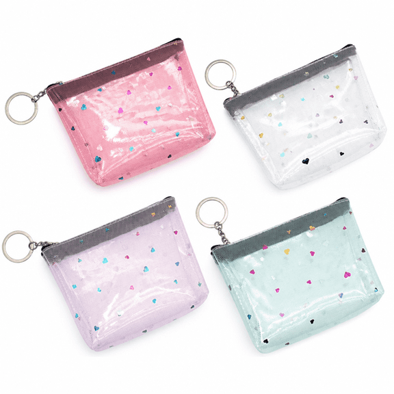 ELORIAH 4pcs Small Purses Clear Coin Purse Small Wallet Zipper Wallet Women Change Purse