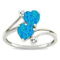 thumbnail image 2 of Star K � 6mm Blue Created Opal Two Double Hearts Bypass Promise Ring, 2 of 9