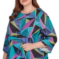thumbnail image 2 of Alfred Dunner Womens Plus-Size Abstract Stained Glass Top With Necklace, 2 of 4