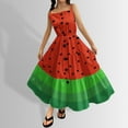 thumbnail image 5 of WOYY Big Girls Summer Dress Watermelon Print Spaghetti Straps Swing Dress,Sizes 6-14, 5 of 5
