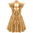 thumbnail image 4 of Zaldita Womens Shiny Metallic Mini Dress Holographic Skater Dress for Party Club Dance Disco Gold S, 4 of 7