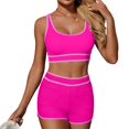 thumbnail image 4 of Women High Waisted Cute Bikini Set Neon Bikini 2 piece Teen Swimsuit 2 Piece Bathing Suits Color Block Hot Pink S, 4 of 5