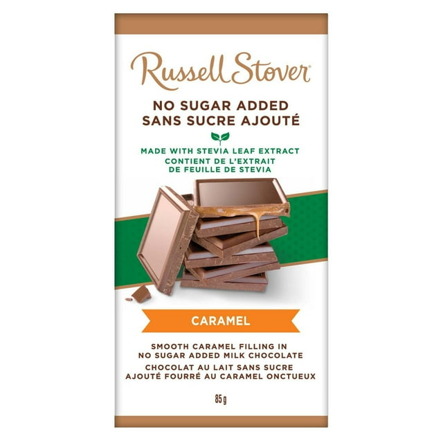Russell Stover No Sugar Added Caramel Milk Chocolate Bar, 85 Grams