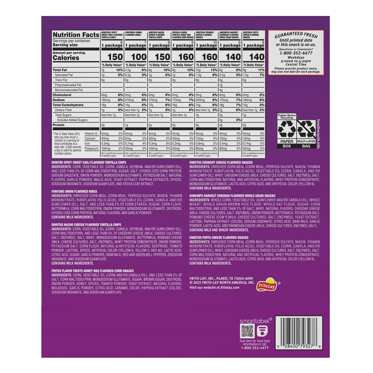 Frito Lay Snack Mix Flavor Variety Pack, 51.25 Oz X 54 Count