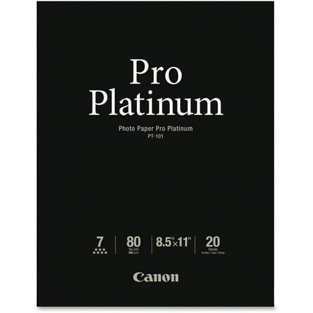 Canon Photo Paper Pro Platinum, High Gloss, 8-1/2 x 11, 80 lb., White, 20 (Best Paper For Canon Pro 100)