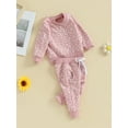 thumbnail image 4 of Baby Girls Fall Outfit 6M 12M 18M 24M 3Y Flower Print Long Sleeve Crew Neck Sweatshirt Sweatpants Fall Clothes, 4 of 10