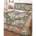 thumbnail image 2 of Quilts Full Size, Boho Soft Comforter Bedding Set for Bed, Green Brown Ethnic Tribe Abstract Vintage Western Lightweight Quilted Bedspread with Pillow Cover(2 Pieces) for All Season, 78x90 Inch, 2 of 6